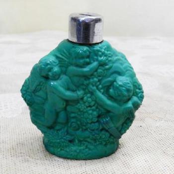 Art deco flakon, malachitové sklo - Schlevogt Art deco flakon, malachitové sklo - Schlevogt